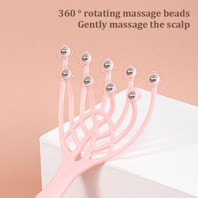 9 Claws Head Massger Streamlined Ball Body Relaxation Scalp Massage Roller For Hair Growth Hand Held Hair Stress Relief Aid