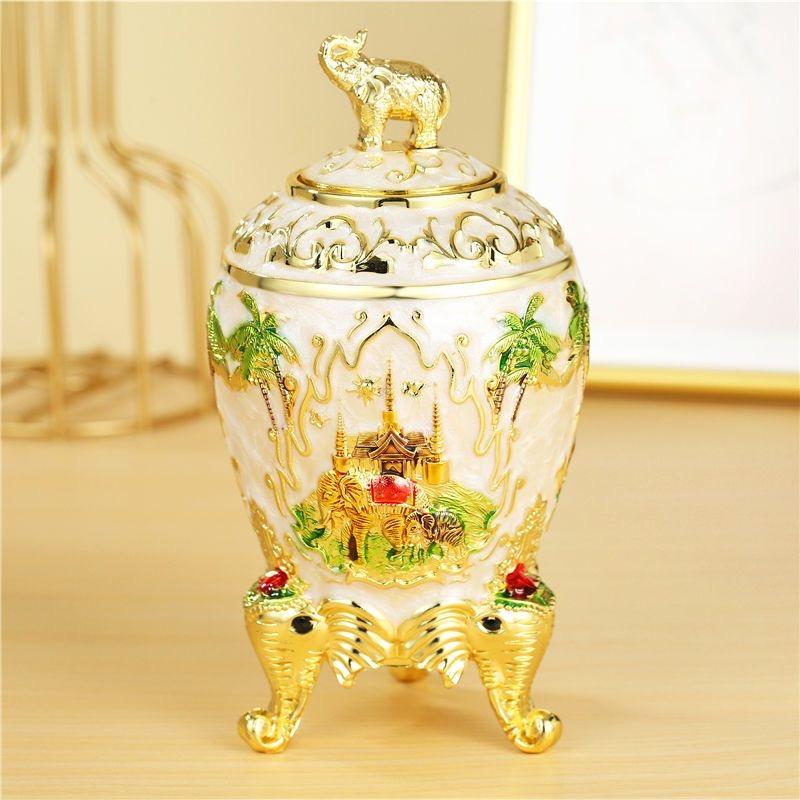 Automatic Push-type Toothpick Box Alloy Elephant Toothpick Holder Dresser Desktop Organizer Display Party Decoration Unique Gift