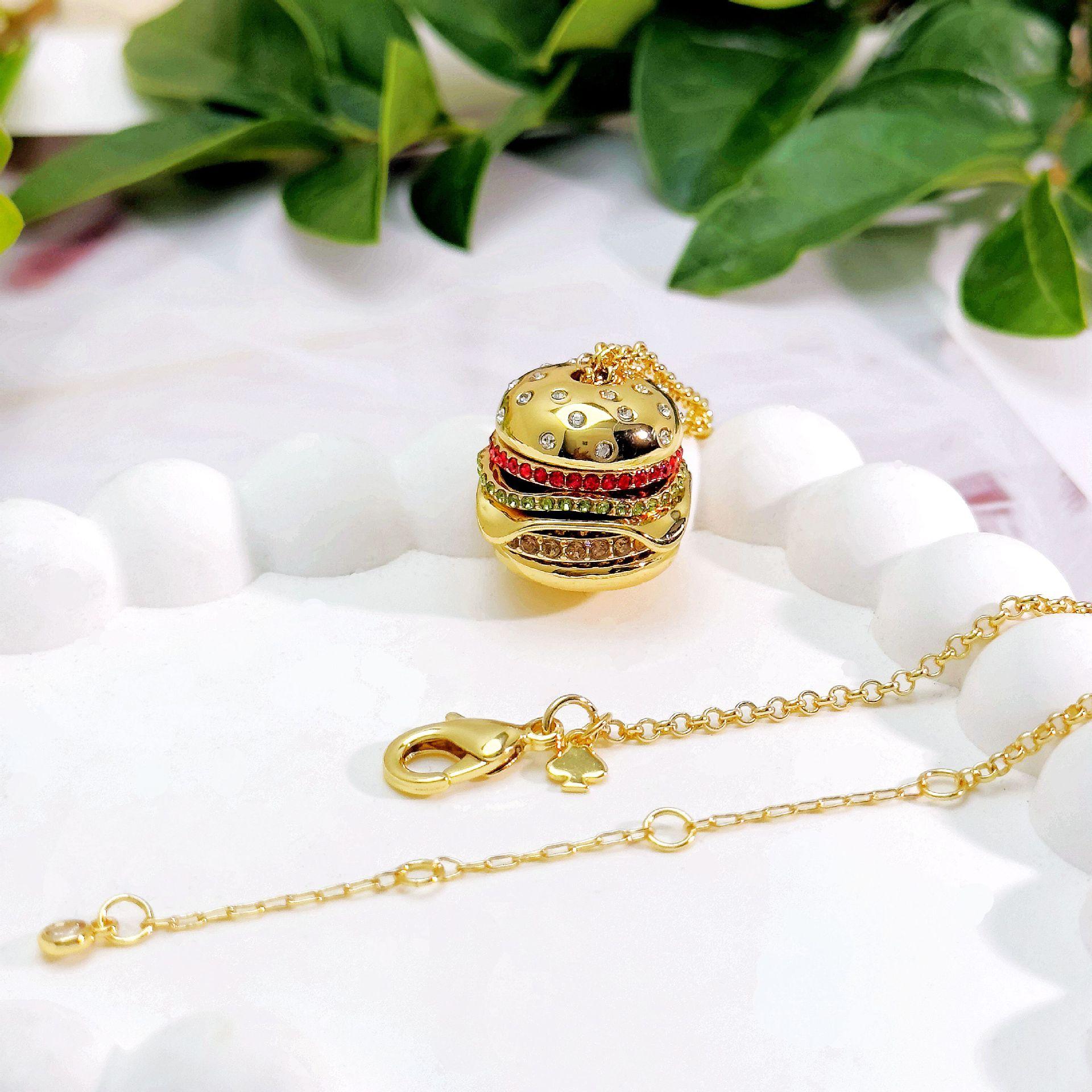 European and American Hamburger Necklace Fun Creative Color Zircon Series 18K Gold Color Women s Sweater 2026 63CM
