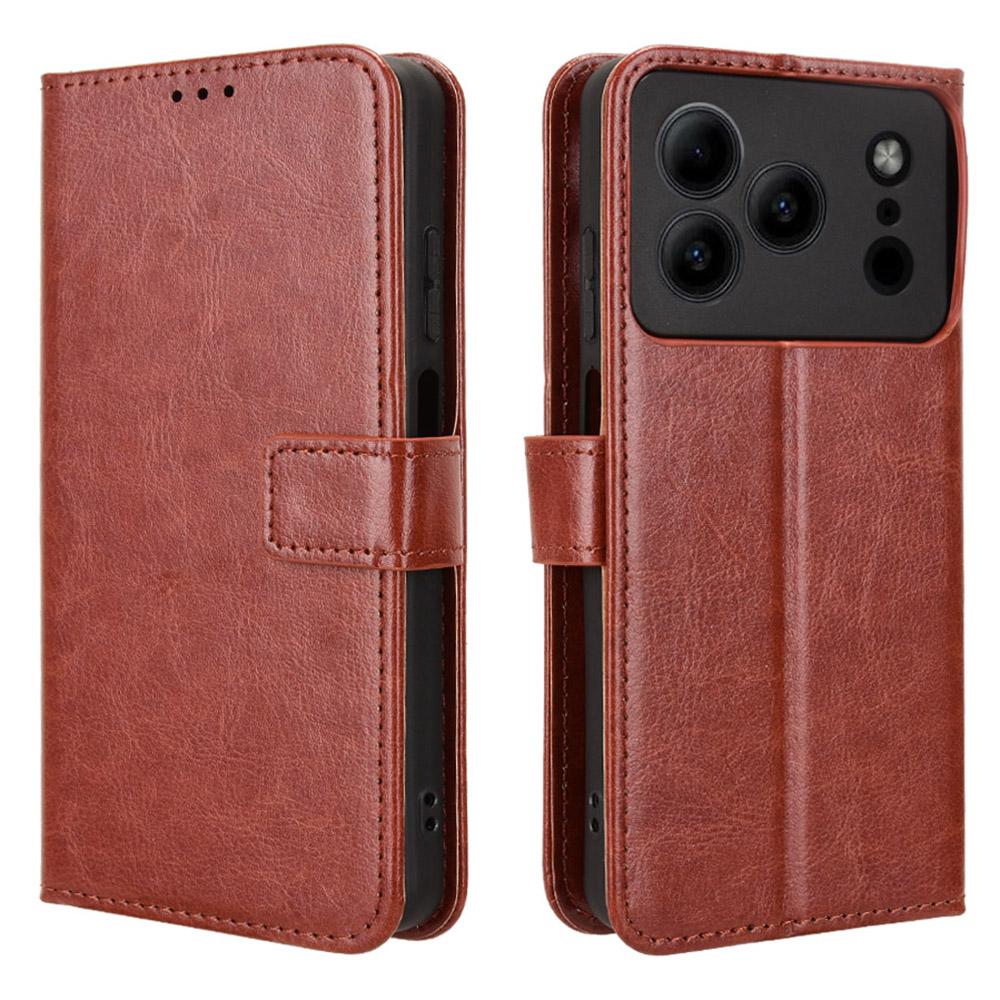 Pouzdro z PU kůže pro Doogee Note 56/Note 56 Pro/Note 56 Plus s texturou Crazy Horse, Peněženkové pouzdro na telefon s popruhem