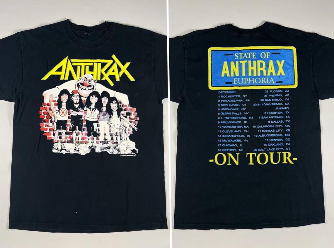 Vtg Anthrax On Tour 1987 Concert Cotton Black S-5XL Shirt C364 L