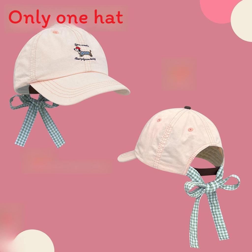 Korean Style Baseball Cap With Embroidered Dog Bowknot And Letter Design For Casual Women And Teens