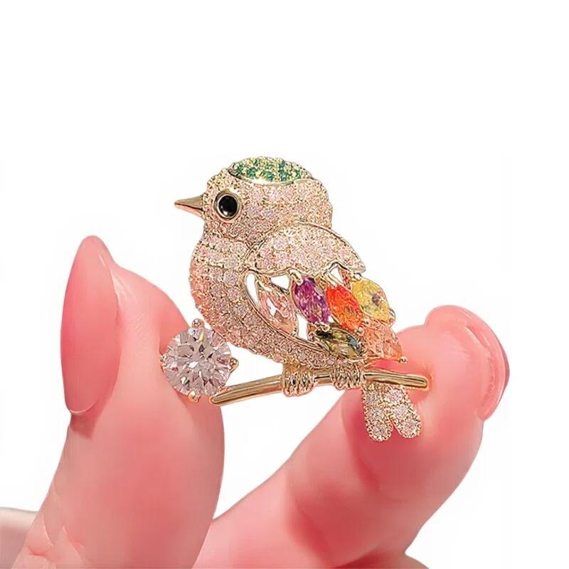 Hot New Fashion Bird Brooches For Women Girls Crystal Rhinestone Brooches Pins Shiny Animal Badges Jewelry For Lady