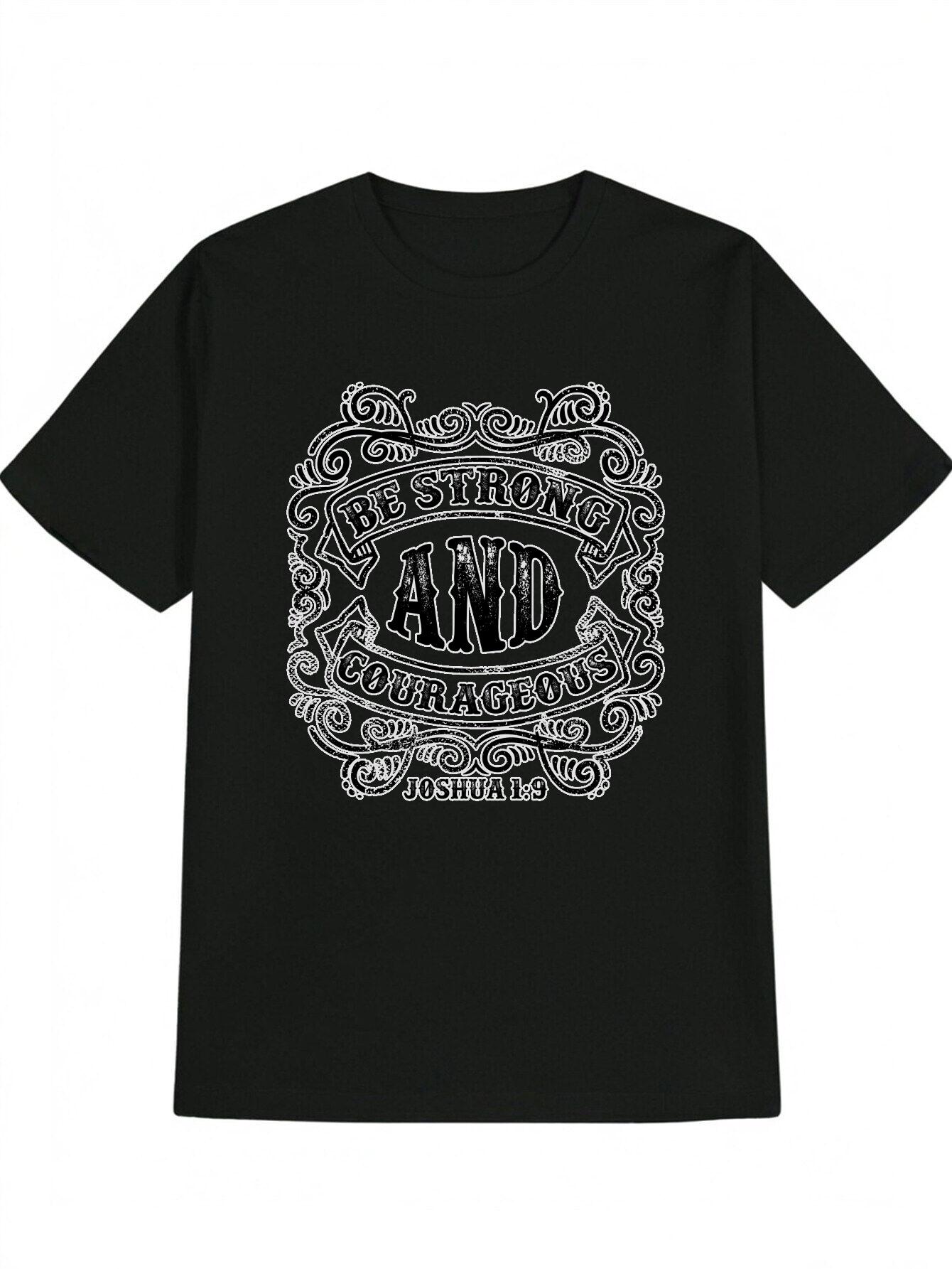 ANDBE STRONG Casual T-shirt - Black Motivational Be Strong & Courageous Print XXL