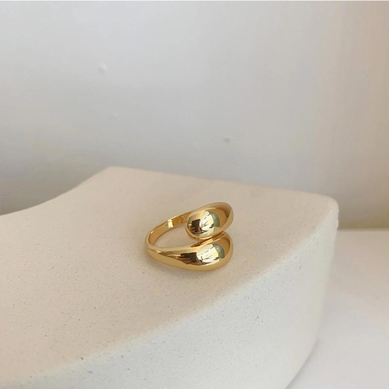 European and American New Water Drop Irregular Ring, Adjustable Glossy Ring with Opening, Cross-wound Ring Ring.