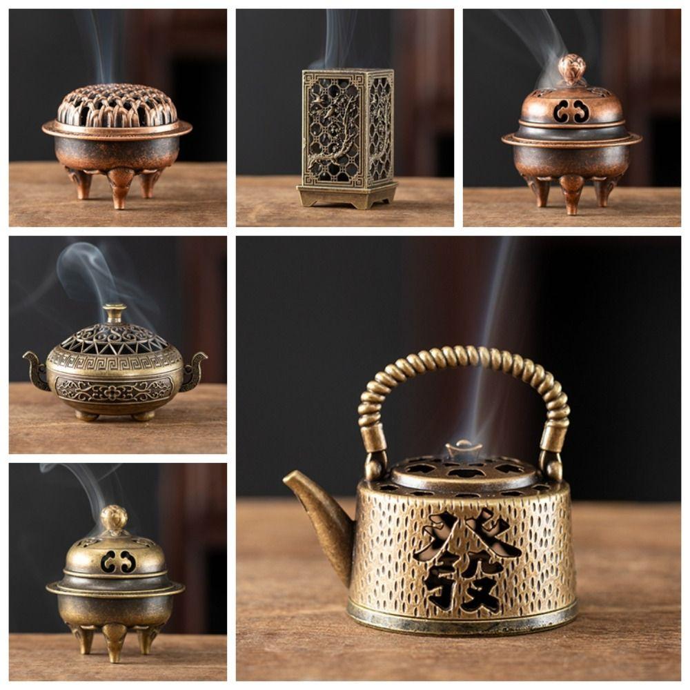 Retro Brass Material Incense Burner Metal Construction New Chinese Style Aromatherapy Holder Xiangyun Incense Holder Gift