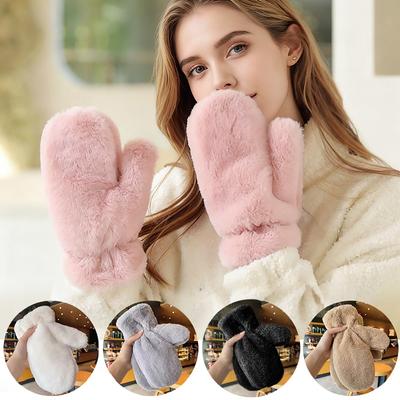 1 Pair Solid Color Cute Cold Weather Gear Versatile Soft Texture Warmth Mittens Comfortable Multi-Color
