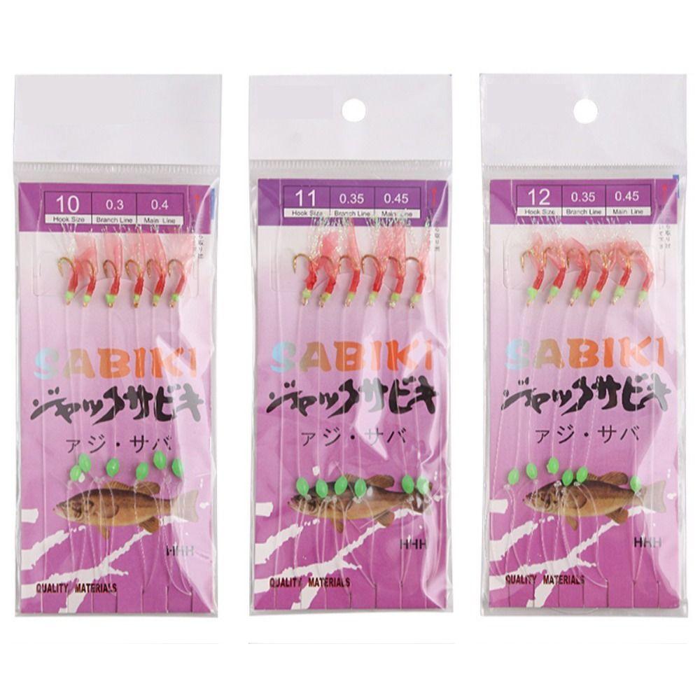 6Pcs/Set Tied Hooks Sabiki Rigs Carbon Steels Sabiki Lure Fishing String Hooks  Carp Fishing