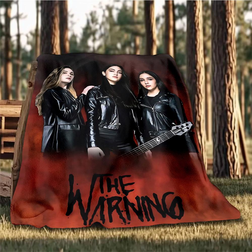 1pc The Warning Band Outdoor Flannel Blanket, Cozy & Warm Soft Te Playful Design, Napping Camping,