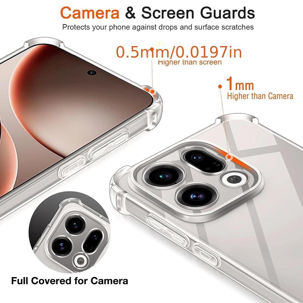 TPU Transparent Case For OPPO Find X9 Pro Reno 1 Pro Protective Cover Four Corners Shockproof Bumper Coque Fundas
