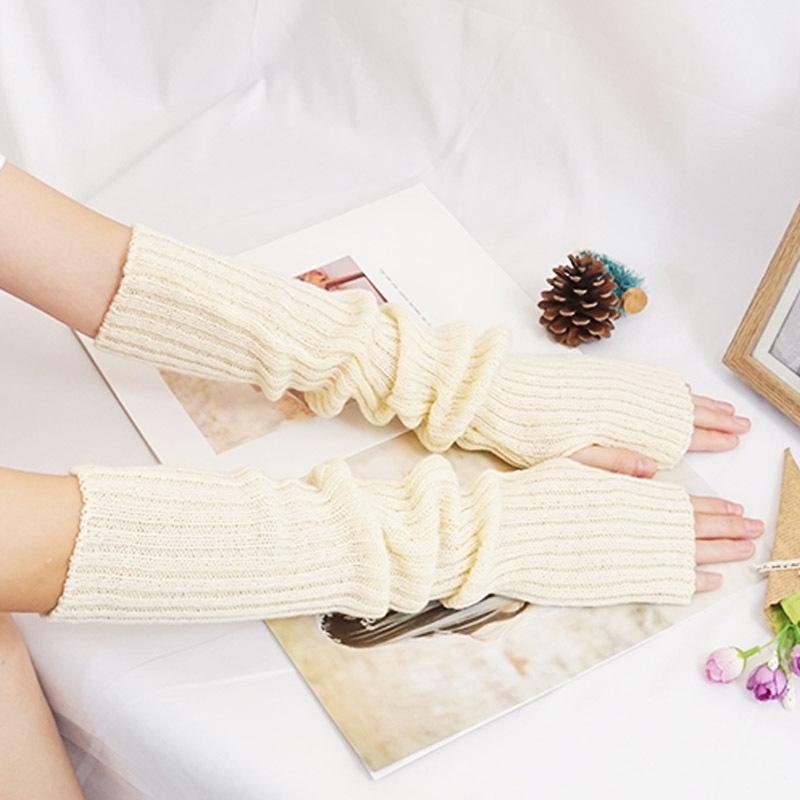 

Женские осенне-зимние теплые однотонные домашние рукава женские вязаные шерстяные длинные рукава без пальцев рождественский подарок бежевый