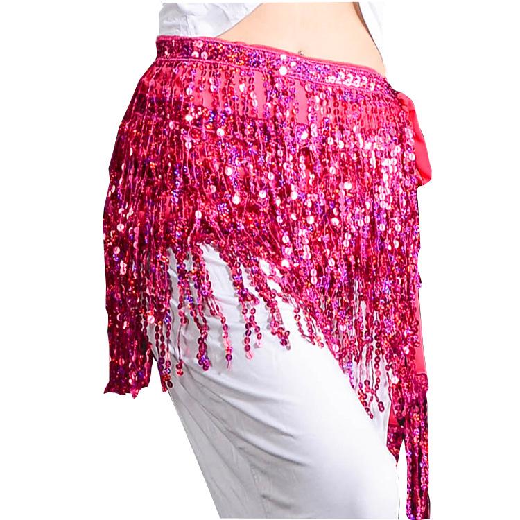 Halloween Belly Dance Costume: Sexy Sequin Tassel Hip Scarf & Waist Chain