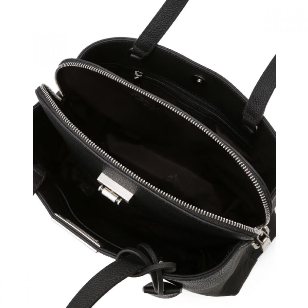 Daks Black Leather Tote Bag With Buckle Dcba6e168bk