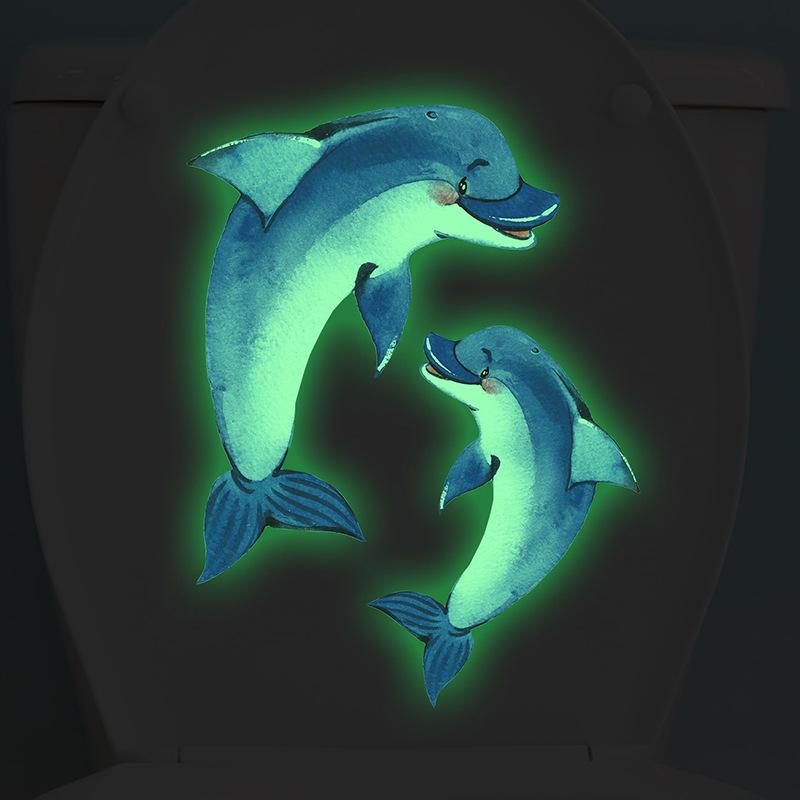 Kreslené samolepky na zeď svítící ve tmě, domácí dekorace, světelné fluorescenční nálepky s mořskými živočichy pro dekorace dětského pokoje