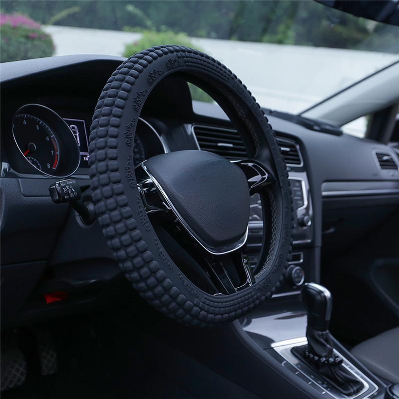 

Silicone Car Steering Handle Cover Wear Resistant Anti Slip Tire Tread Four Seasons Universal Steering Wheel Cover