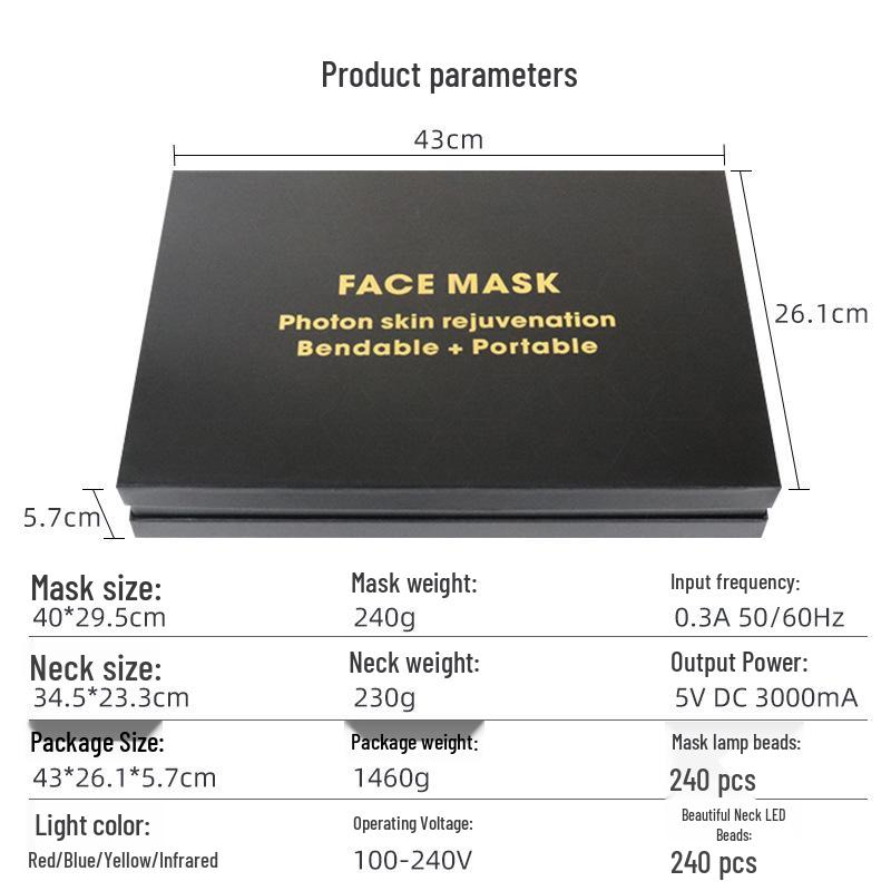 LED Face Brightening Mask - 4 Color Light Therapy Silicone Mask for Home Use