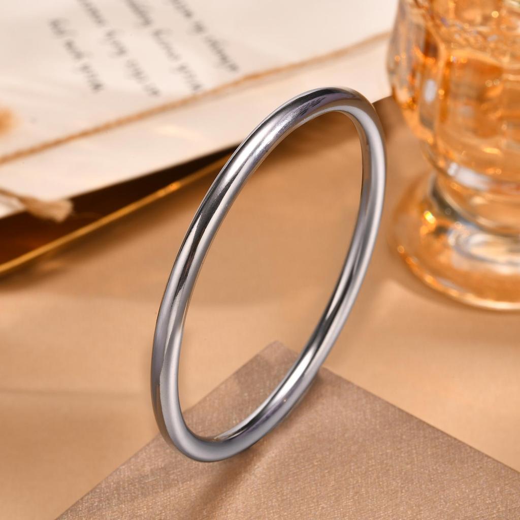 Stainless Steel Polished Cuff Bracelet for Women Silver Gold Color Wristband Plain Slip Bangle Stackable Bracelets Chic Jewelry