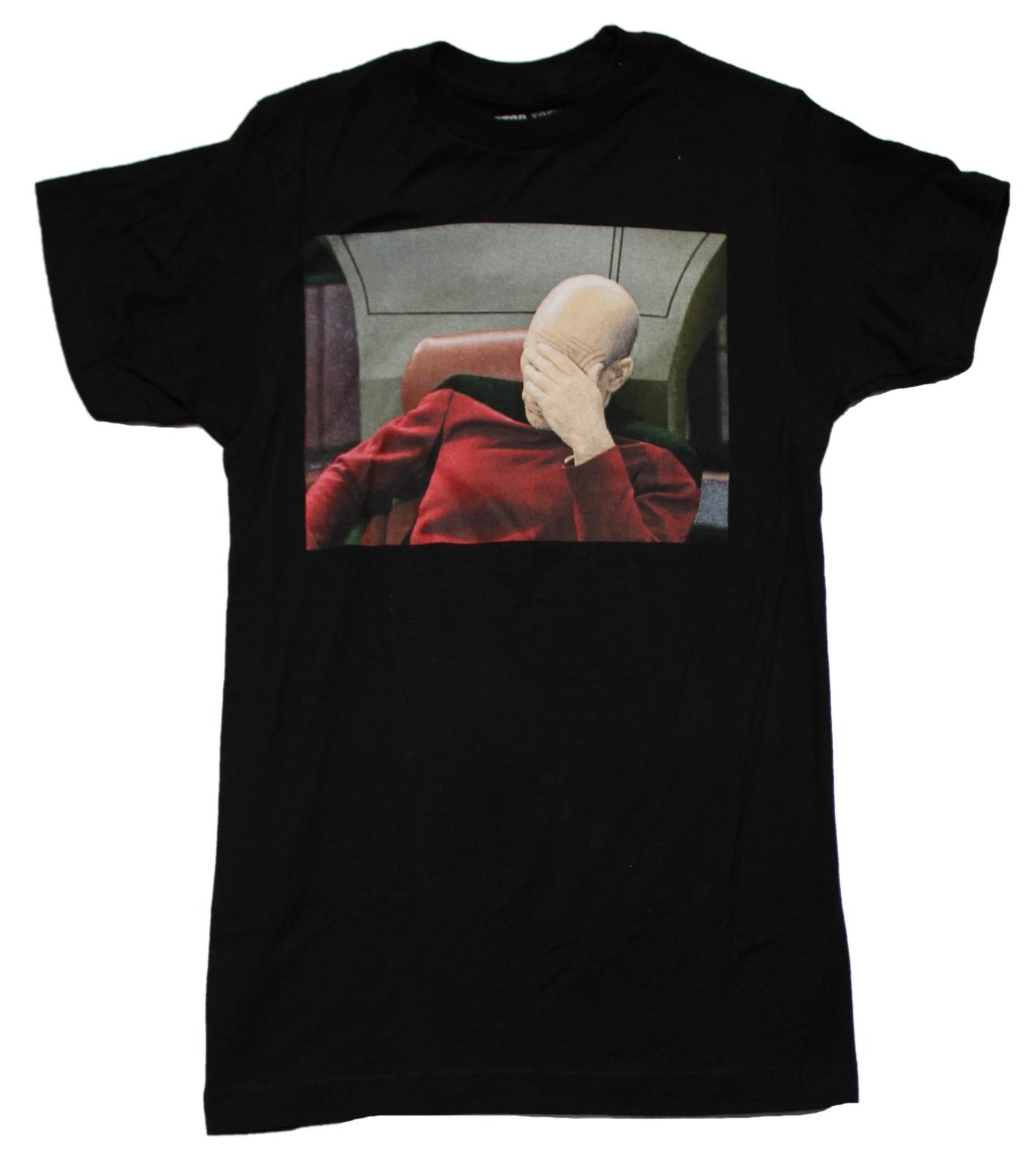 Star Trek New Adult T-shirt Classic Face Palm Picard Meme Box L