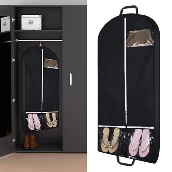 Heavy-Duty Garment Bag Dustproof Dress Coat Shirt Hanging Bag with 2 Pockets Handles Closet Wardrobe Organizer for Home