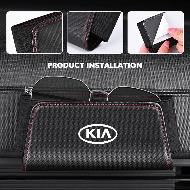 Leather Car Door Organizer Phone Sun Visor Glasses Key Storage Bag For KIA Rio K5 K2 Sportage Ceed Sorento Picanto Stinger Soul