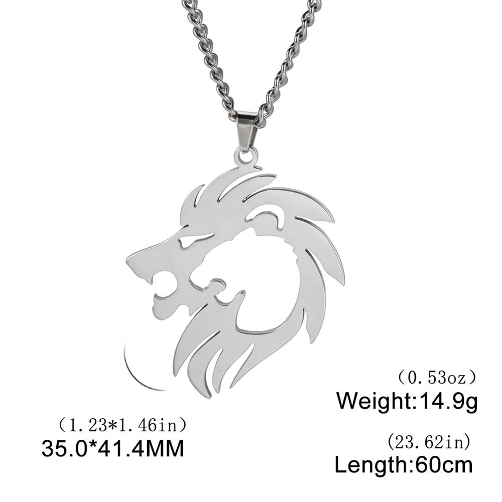 My Shape Lion King Crown Pendent Necklaces for Men Boys Stainless Steel Punk Animal Wolf Charms Choker Chains Hip Hop Jewelry