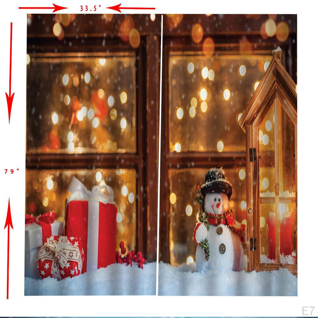 200x140cm Christmas Curtains Kit Waterproof Snowman 2 Panels