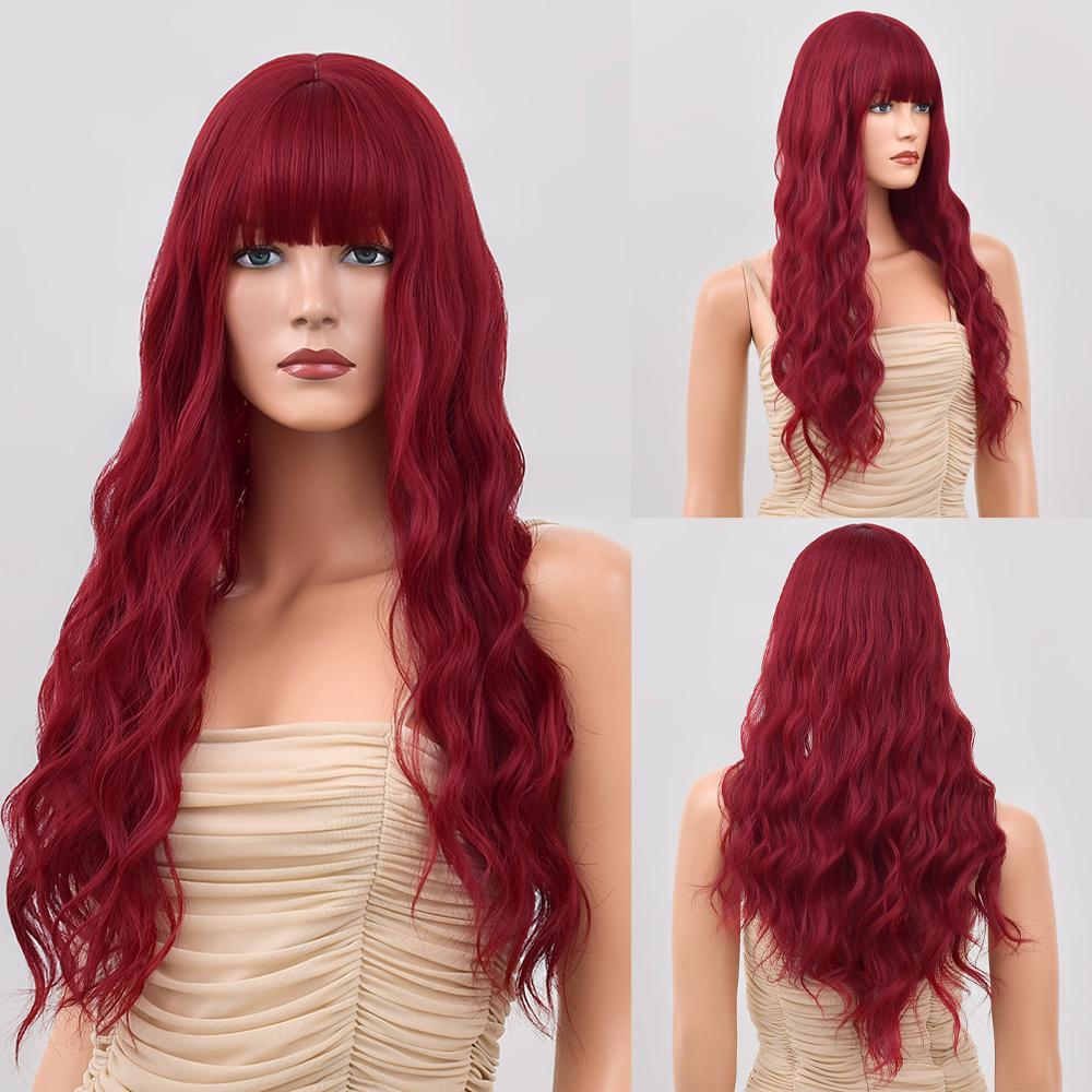 Synthetische Perücke für Frau, blau gefärbt, Ombre, langer Körper, Wasserwelle, Cosplay-Party, Lolita, 28 Zoll, hitzebeständige Nutural-Perücke