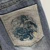 High-end ripped denim shorts men's summer new trendy brand ruffian handsome embroidered casual versatile five-point pants