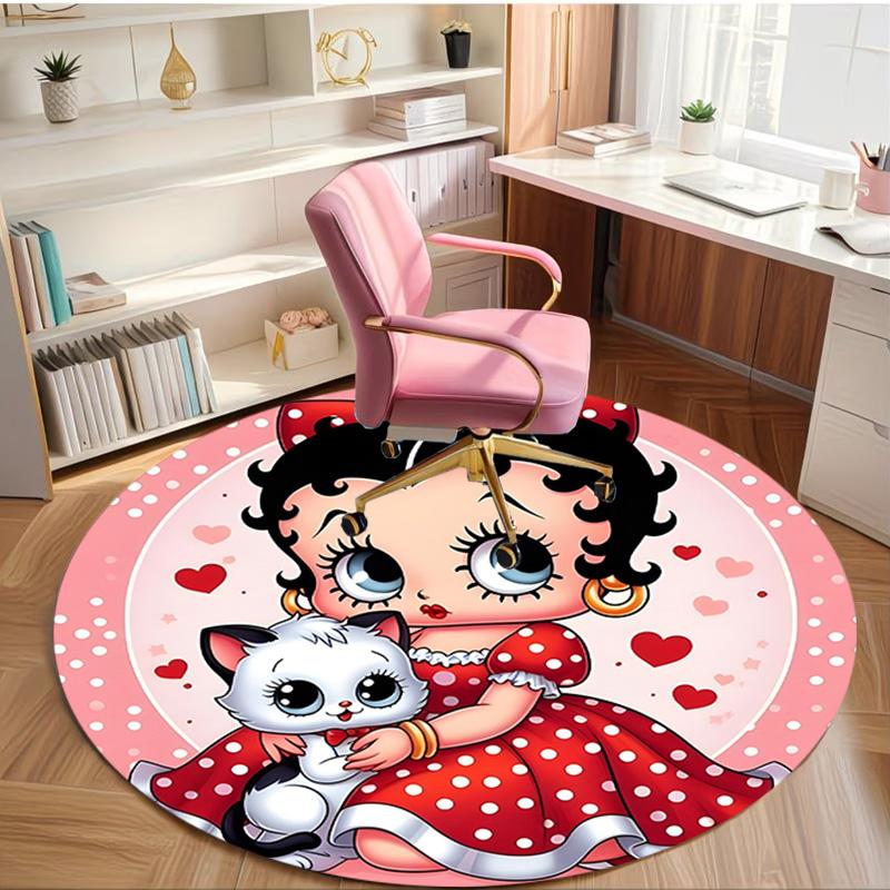 Betty Boop Print Round Rug, Washable Floor Carpet, For Entryway Dorm Laundry Room Office Study, Home Decor Birthday Christmas Gift