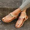 Mode Zehensteg Damen Sandalen 2024 Sommer Mix Farbe Perle Rutschfest Römerschuhe Frau Outdoor Lässig Flache Absätze Böhmen Sandalen Damen
