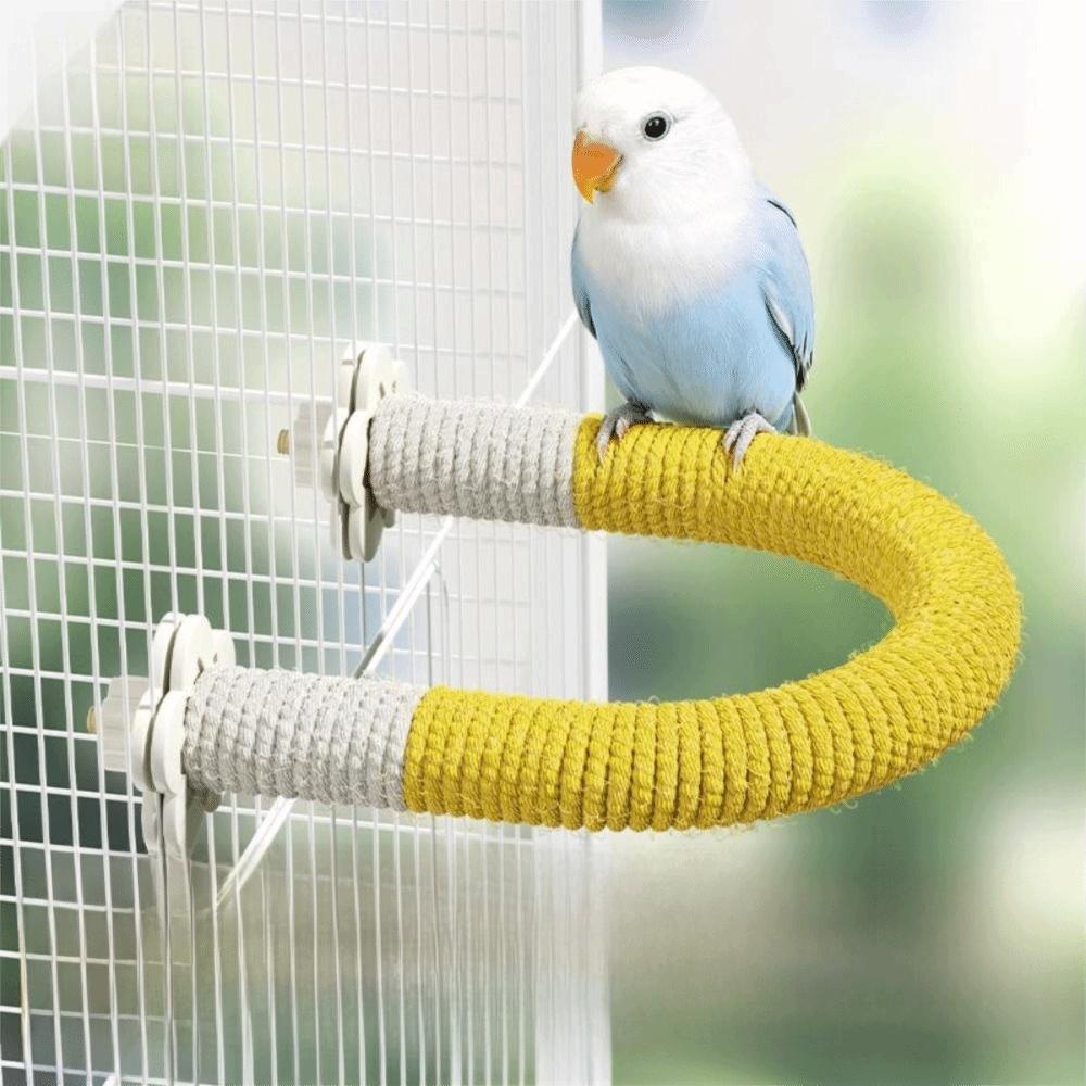 Bite-Resisting Parrot Rope Perch U-shape Hanging Parrot Biting Rod Bird Grinding Stand  Sun Conures