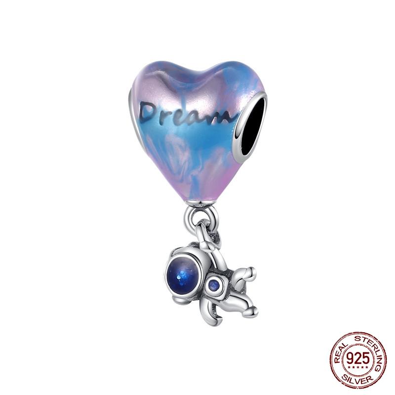 Copper Metal Trendy Fashion Glowing Spaceship Astronaut Bunny Planet Charm Bead Components Bead Components Compatible With Brand Authentic Original