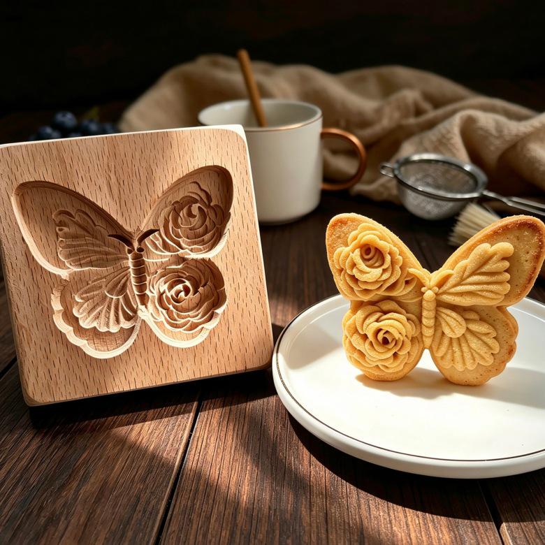 Wooden Gingerbread and Shortbread Cookie Mold Cutter
