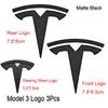 3Pcs ABS Car Front Hood Emblem Rear Trunk Badge Steering Wheel Cover Sticker For Tesla Model 3 Model Y Decals Accessories
