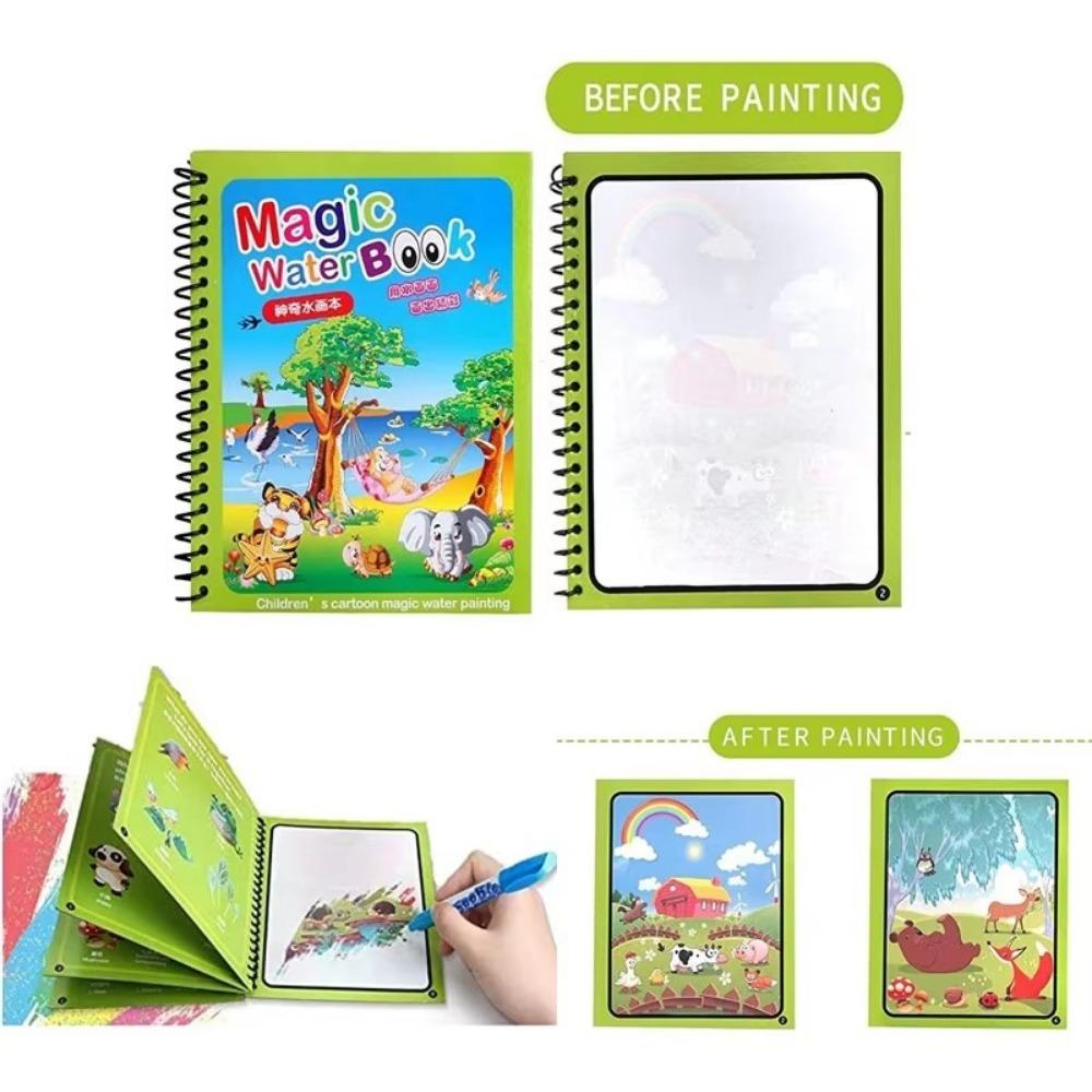 Reusable Magic Book Animal Coloring Books Cartoon Watercolor Painting Book  Education and Learning