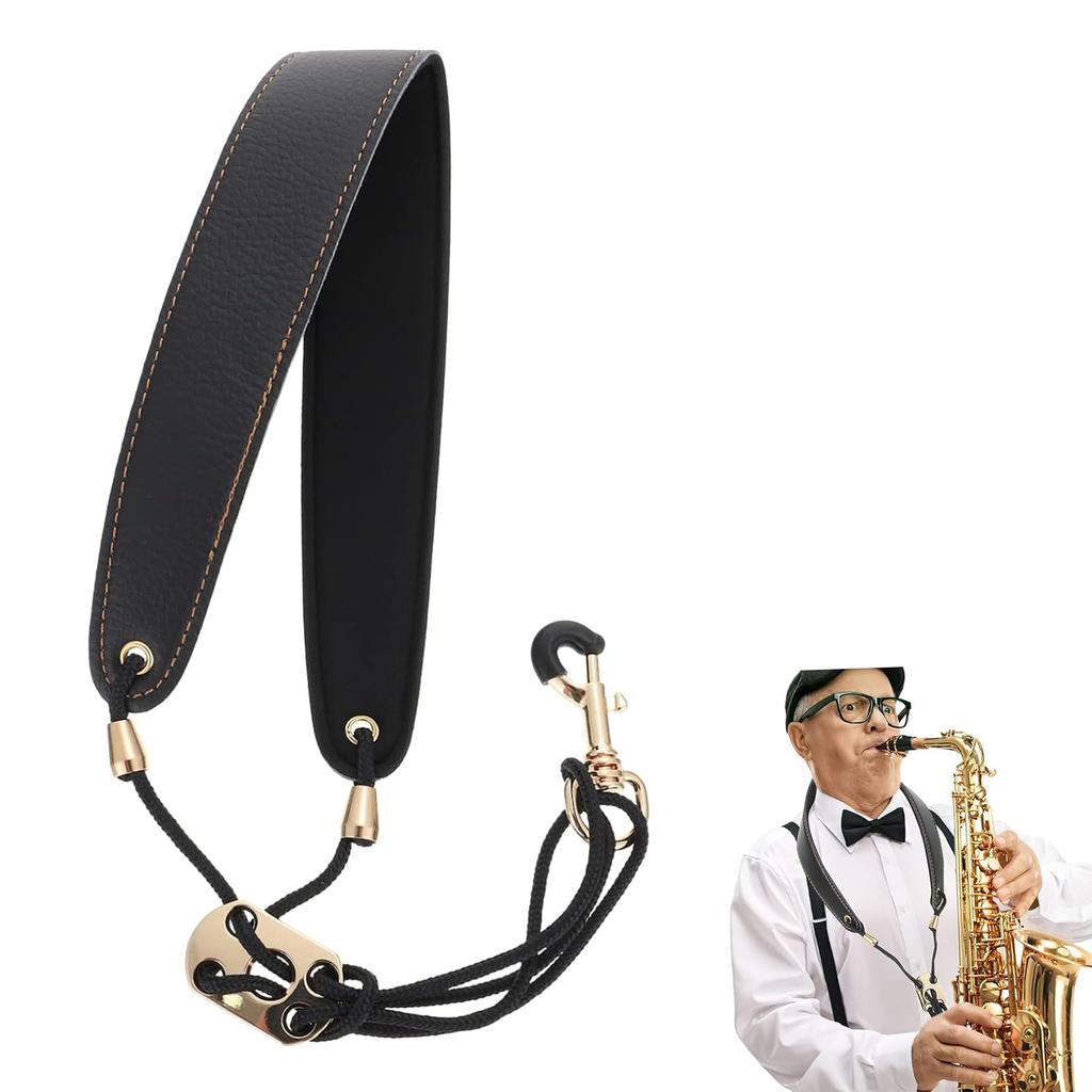 Phyxiul Saxophone Strap Neck Strap Freely Adjustable Metal Hook Prevents Falling Off Does Not Damage Instrument Ergonomic Fatigue Dispersion Reduces