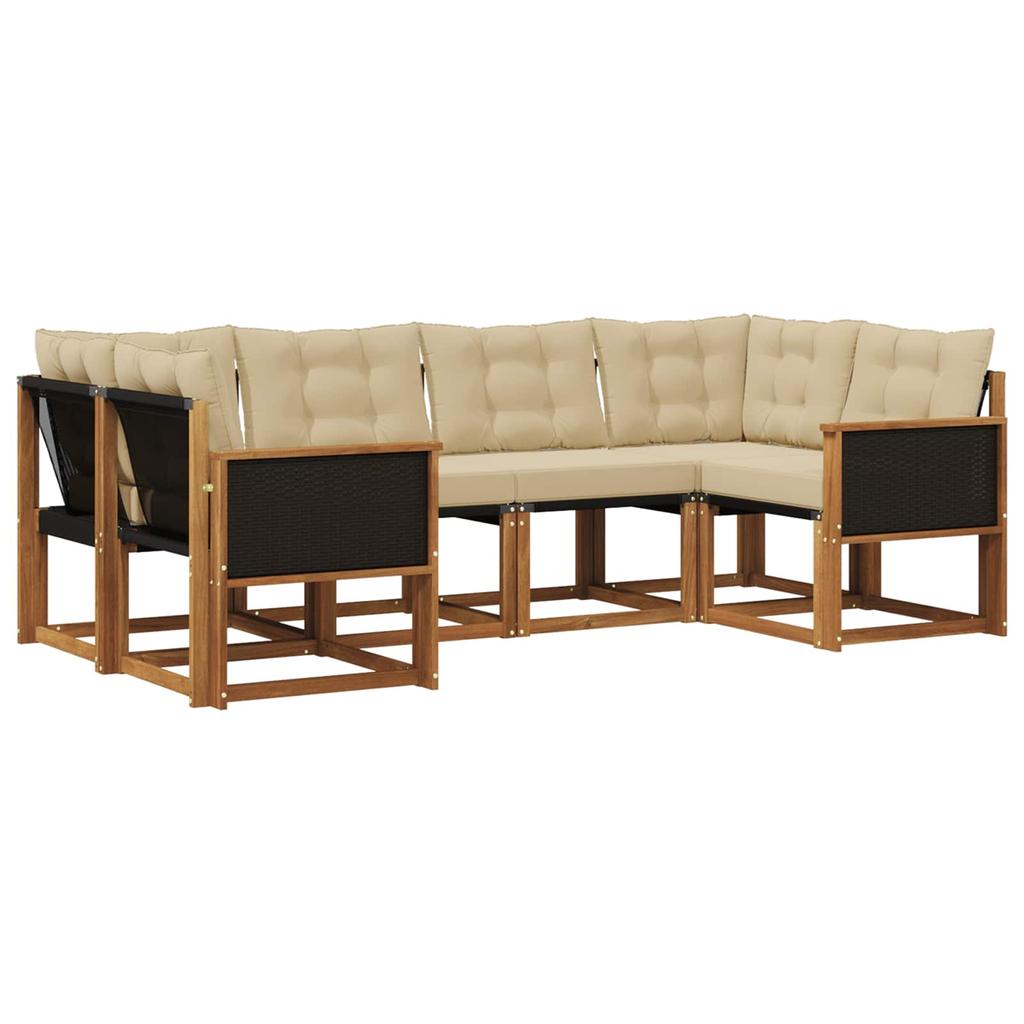 Outdoor Sofa Set with Cushions 6 pcs Natural and Beige
