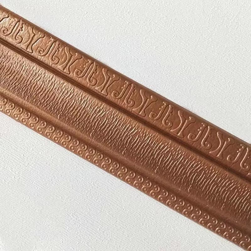

1PC 2.3m/90.55inch Skirting Border 3D DIY Foam Tiles Sticker Moisture-proof Self-adhesive Waistline Ceiling Frame Wall Decor Edg 2.3m коричневий