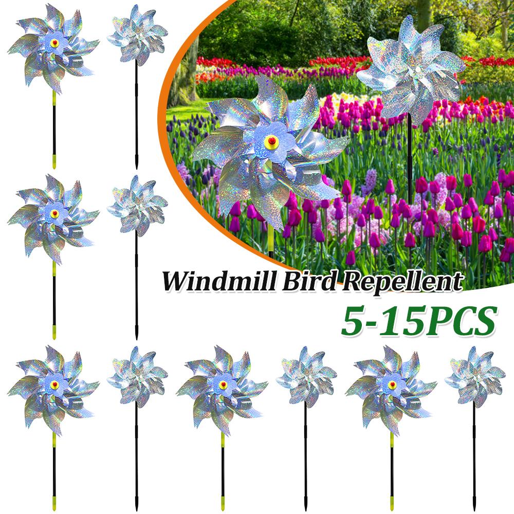Garden Reflective Windmills Fruit Decoration Bird Repellent Children Kids Easy Installation for Outdoor Garden Lawn Yard
