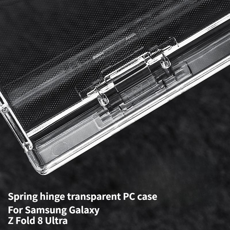 Fashion Transparent PC Spring Hinge Protect Case for Samsung Galaxy Z Fold 8 Ultra Skin Feel Anti-Fingerprint Shockproof Cover