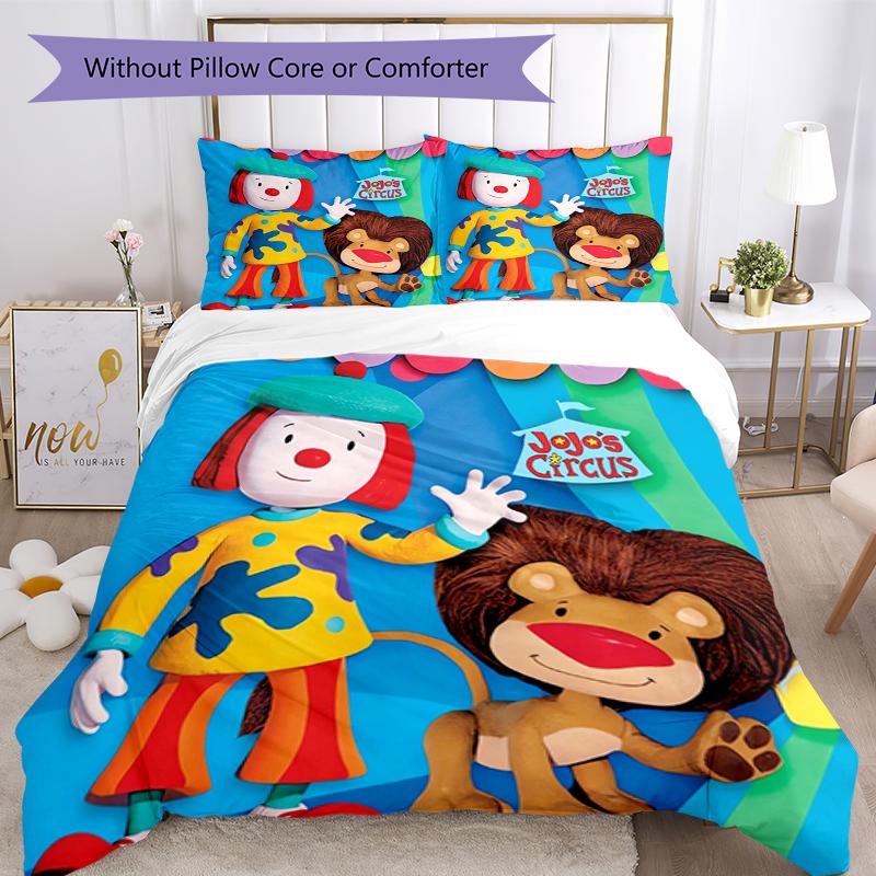 3pcs JoJo's Circus Bedding Set Duvet Cover Closure Includes 1 Duvet Cover & 2 Pillowcases, Soft and Comfortable for All Seasons.