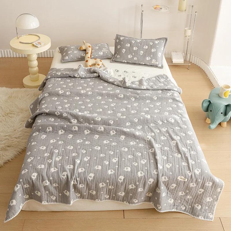 Pure Cotton Three-layer Yarn Fabric Children Summer Blanket Soft Skin Friendly Child Quilt Air Conditioner Comforter Adult Kid