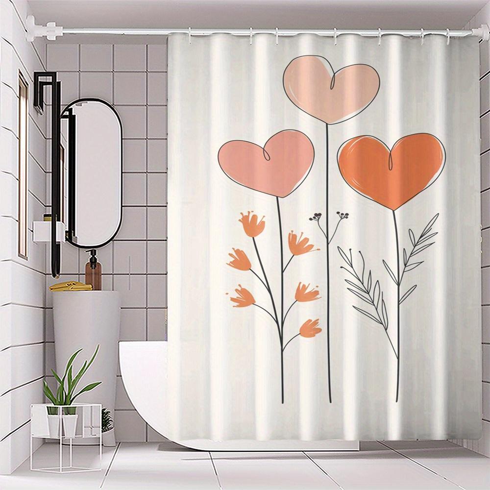 

Heart Motif Digital Print Bath Curtain - Waterproof Polyester, Cartoon Animal Pattern, Machine Washable, Water-Resistant W60H190(CM)-1 Pcs