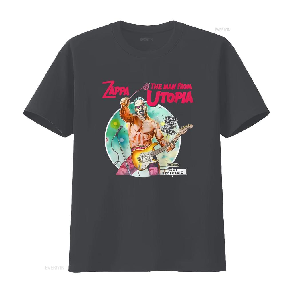 The Man from Utopia Frank Zappa Retro Rock Guitar T Shirt Vintage Design with City Names Perfect for Music Lovers vintage