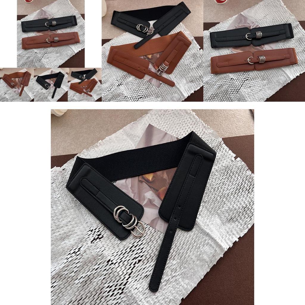 Chic Brown Faux Leather Wide Waist Belt For Women Enhancing Fashionable Outfits