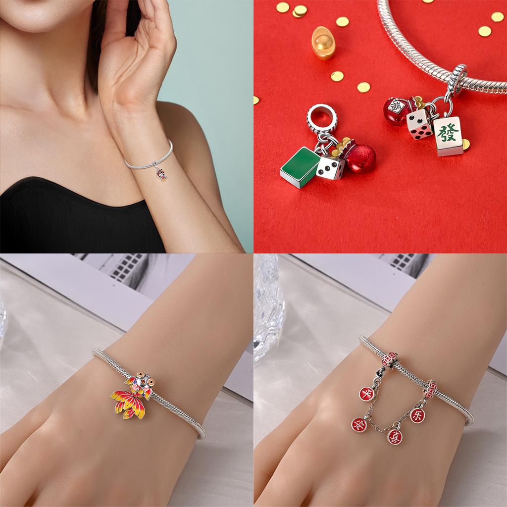 Winter Newcopper Chinese Wind Snake Series Charms Fit Original 4Mm Aperture Bracelet Charm Beads Diy Female Jewelry