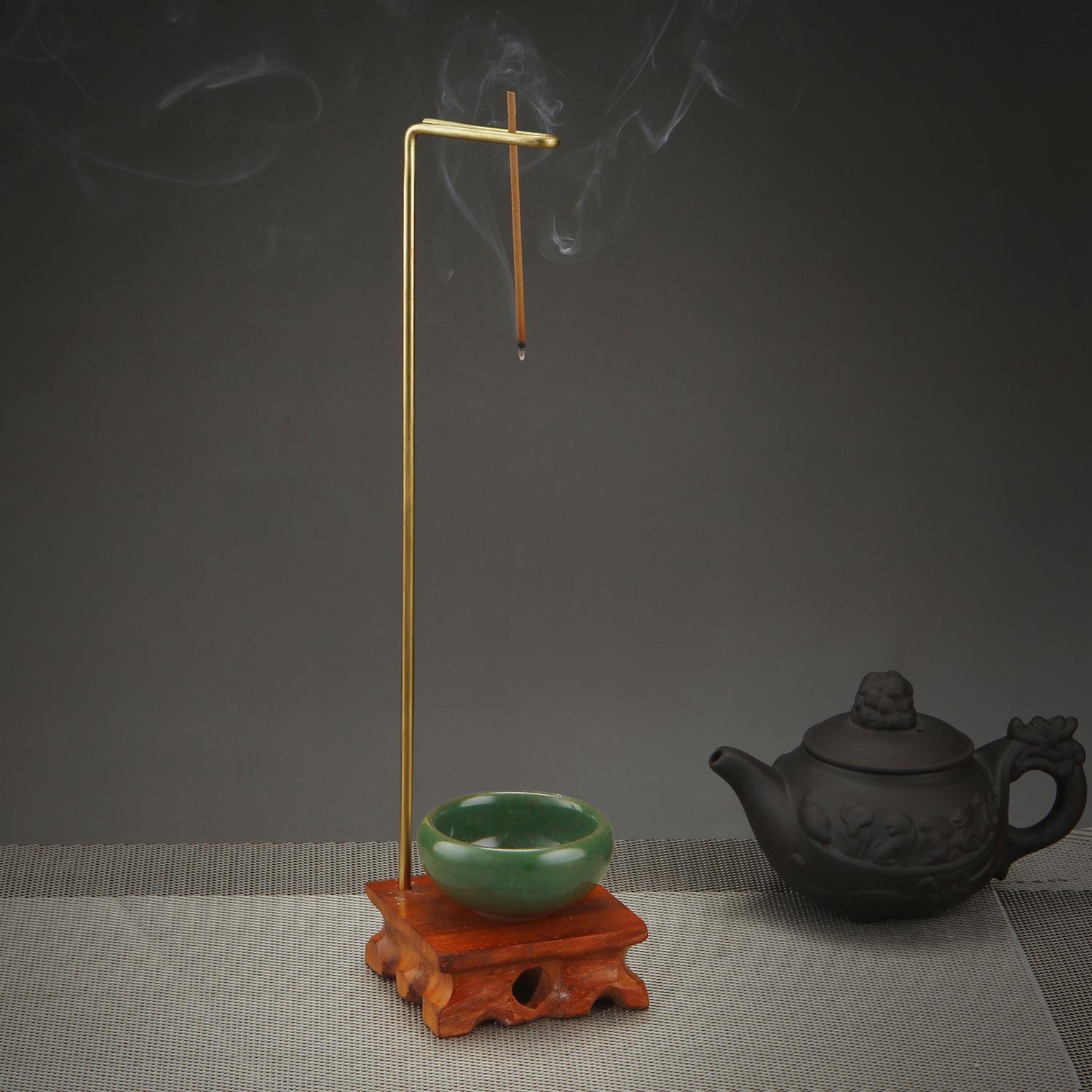 

Креативная деревянная курильница для благовоний, латунный держатель для благовоний с керамическим подносом для благовоний, улавливатель пепла, украшение для дома