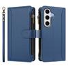 For Samsung Galaxy S24 FE Leather Case 9 Card Slots Zipper Wallet Stand Phone Cover with Wrist Strap