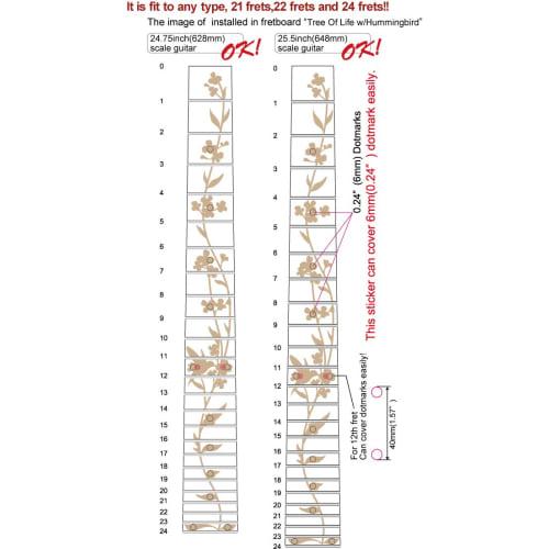 Jockomo Lebensbaum mit Kolibri Gitarren Inlay Aufkleber von Inlaystickers