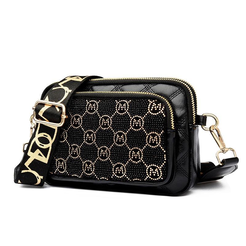 Multi-layer Women's Bags, New Fashionable Alligator Pattern Glossy Shoulder Bags, Large-capacity Bright Diamond Mobile Phone Bags.